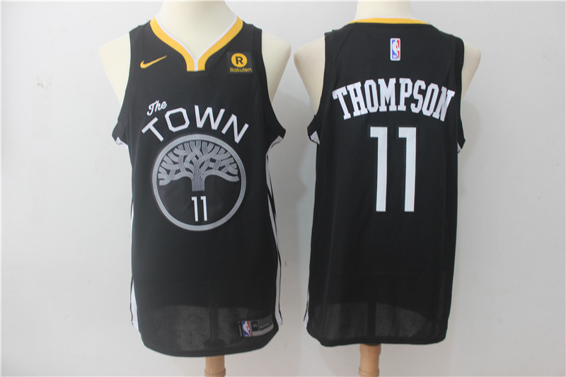 Men Golden State Warriors 11 Thompson Black Game Nike NBA Jerseys